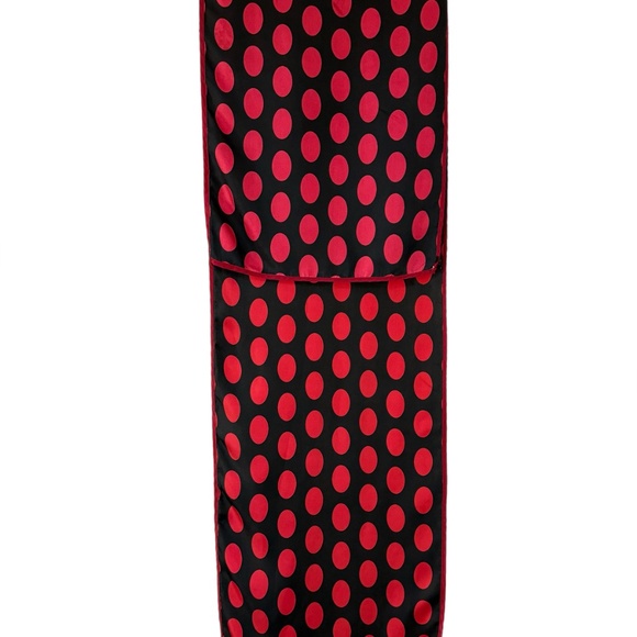 Striking Polka Dot Silk Scarf – Echo – Black & Red – 100% Silk - Picture 4 of 8